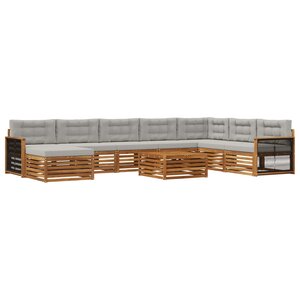 vidaXL Ensemble de canapés d'extérieur 9 pc Naturel et gris clair