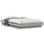 vidaXL Cadre de lit et lumières LED sans matelas gris béton 75x190 cm