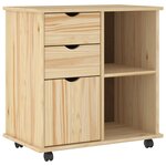 vidaXL Cabinet roulant 63 5 x 39 x 65 5 cm Bois de Pin Massif Marron