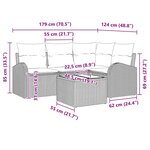 vidaXL Ensemble de canapé de jardin avec coussin 5 Pièces Gris Poly rotin