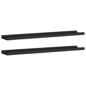 vidaXL Étagères à rebord pour cadre photo 2 Pièces Noir 80x9x3 cm MDF