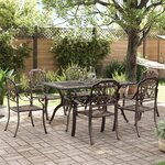 vidaXL Ensemble à manger de jardin 7 Pièces bronze aluminium coulé