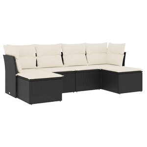 vidaXL Salon de jardin 6 Pièces avec coussins noir résine tressée
