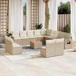 vidaXL Salon de jardin avec coussins 14 Pièces beige résine tressée