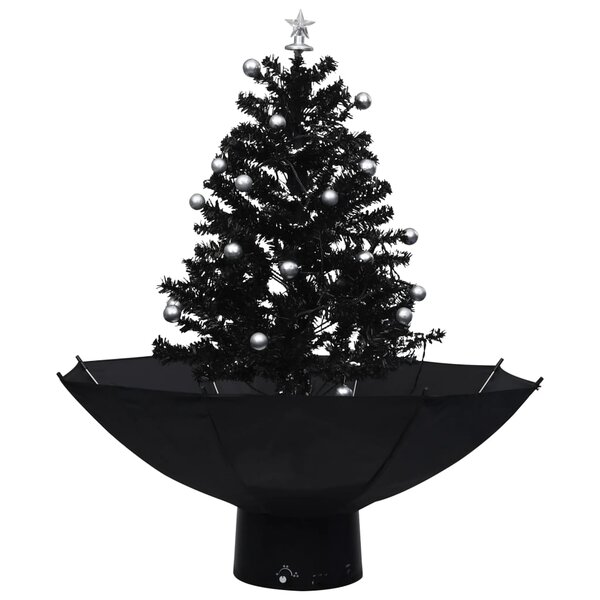 vidaXL Arbre de Noël neigeux avec base de parapluie Noir 75 cm PVC