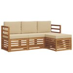 vidaXL Ensemble de canapés d'extérieur 4 pc Naturel et Beige