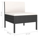 vidaXL Salon de jardin 6 Pièces avec coussins Résine tressée Noir
