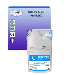 Cartouche compatible avec Epson SureColor SC-F7170  SC-F7200 (nK) remplace Epson T7412- Cyan - 1 000ml