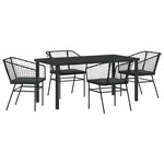 vidaXL Ensemble de salle à manger pour jardin 5 Pièces Noir polyrotin
