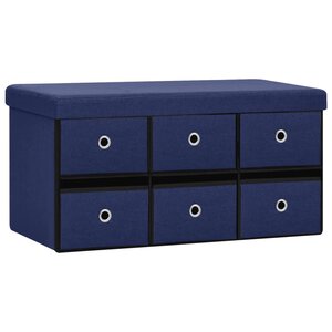 vidaXL Banc de rangement pliable Bleu 76x38x38 cm Faux lin