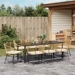 vidaXL Ensemble de salle à manger de jardin 9 pièces avec coussins en résine poly brun