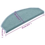 vidaXL Tapis d'escalier 15 pièces 65 x 24 x 4 cm Bleu mer Demi-rond Grand