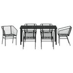 vidaXL Ensemble de salle à manger de jardin 7 pièces en poly rattan noir