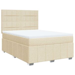 vidaXL Sommier à lattes de lit avec matelas Crème 140x190 cm Tissu