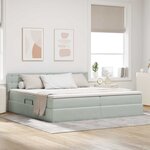 vidaXL Lit de Rangement avec matelas Gris clair 200 x 200 cm Velours