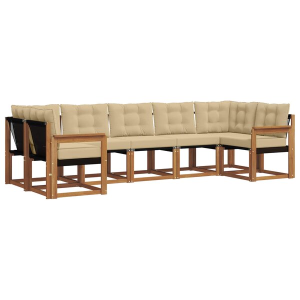 vidaXL Ensemble de canapés d'extérieur 7 pc Naturel et Beige