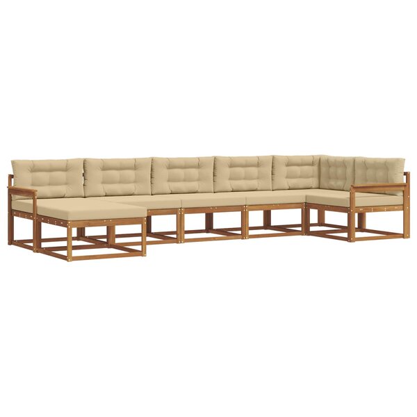 vidaXL Ensemble de canapés d'extérieur 7 pc Naturel et Beige