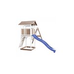 AXI Beach Tower avec Balancoire Double Marron Blanc Bleu Toboggan
