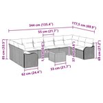 vidaXL Ensemble de canapé de jardin 11 Pièces Gris Poly rotin