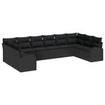 vidaXL Ensemble de canapé de jardin 10 Pièces Noir Poly rotin