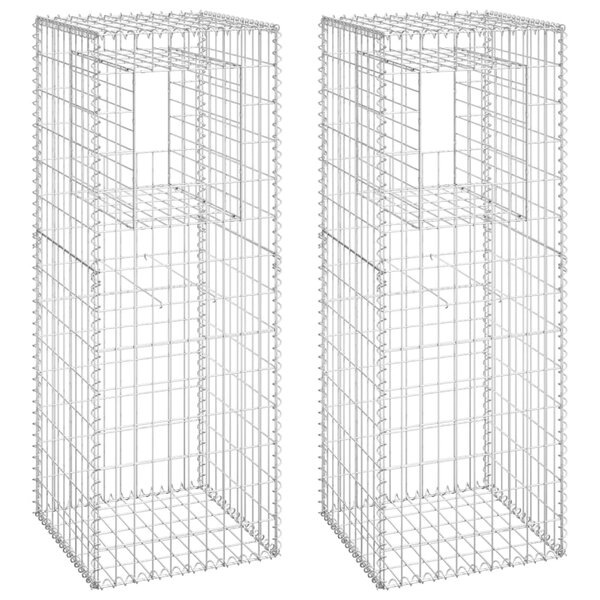 vidaXL Poteaux à panier de gabion 2 Pièces 50x50x140 cm Fer