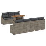 vidaXL Ensemble de salle à manger de jardin de 8 pièces avec coussins gris en poly rotin acacia