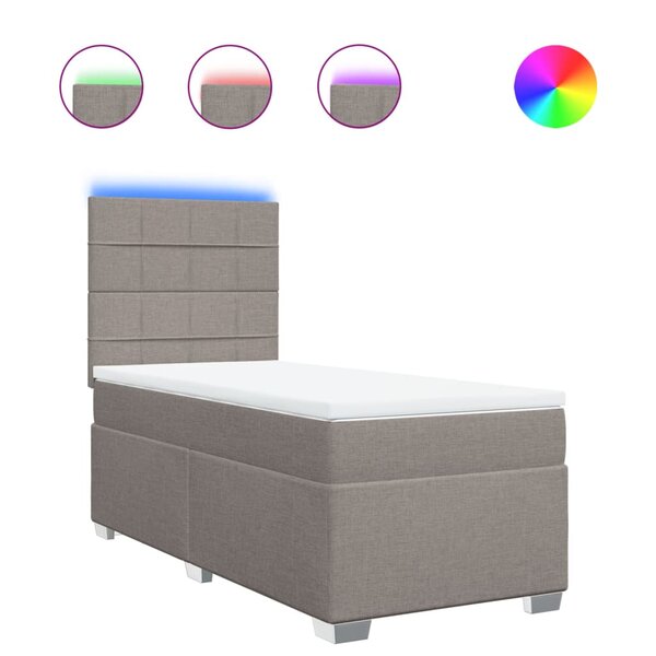 vidaXL Sommier à lattes de lit avec matelas Taupe 90x200 cm Tissu