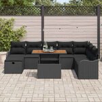 vidaXL Ensemble de canapé de jardin avec coussin 9 Pièces Noir polyrotin