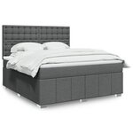 vidaXL Sommier à lattes de lit avec matelas Gris foncé 180x200cm Tissu