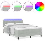 vidaXL Lit à ressorts avec matelas Gris clair 160 x 200 cm Velours