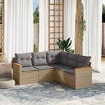 vidaXL Salon de jardin avec coussins 5 Pièces beige résine tressée