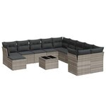 vidaXL Salon de jardin avec coussins 12 Pièces gris clair résine tressée