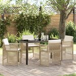 vidaXL Ensemble de salle à manger pour jardin 5 Pièces Beige Poly rotin