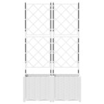 vidaXL Bac à fleurs avec Treillis 2 Pièces Blanc 80 x 40 x 143 cm PP