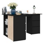 vidaXL Bureau d'angle Noir 145x100x76 cm Bois d'ingénierie