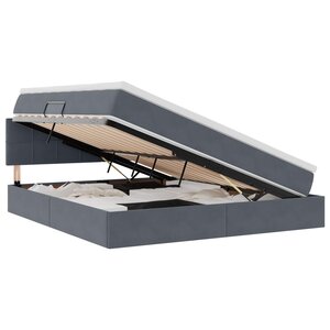 vidaXL Lit avec rangement et LED Gris foncé 160 x 200 cm Velours
