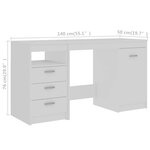 vidaXL Bureau Blanc 140x50x76 cm Bois d’ingénierie