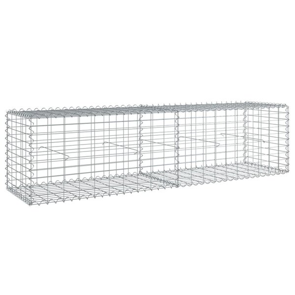 vidaXL Panier gabion avec couvercle 200x50x50 cm fer galvanisé