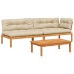 vidaXL Salon palette de jardin avec coussins 3Pièces bois d'acacia massif