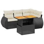 vidaXL Salon de jardin 5 Pièces avec coussins noir résine tressée