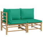 vidaXL Salon de jardin 2 Pièces avec coussins vert bambou