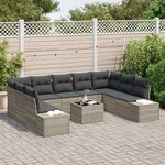 vidaXL Ensemble de canapé de jardin 10 Pièces Gris clair polyrotin