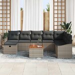vidaXL Ensemble de canapé de jardin avec coussin 9 Pièces Gris Poly rotin