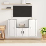 vidaXL Ensemble de meubles TV 3 Pièces Blanc Bois d'ingénierie