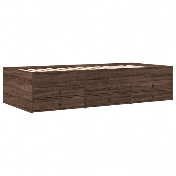 vidaXL Lit de jour et tiroirs chêne marron 75x190 cm bois d'ingénierie