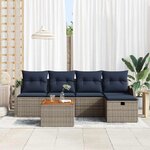 vidaXL Ensemble de canapé de jardin avec coussin 6 Pièces Gris Poly rotin