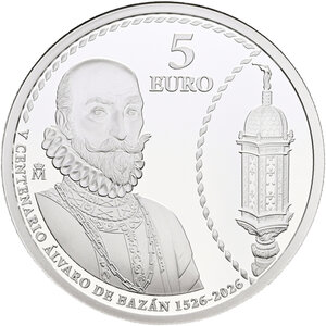 Monnaie ALVARO DE BAZAN 500 Anniversaire Argent 5€ Euro Spain 2026 (PRÉCOMMANDE)