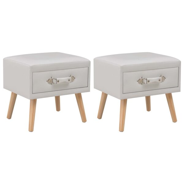vidaXL Tables de chevet 2 Pièces Blanc 40x35x40 cm Similicuir