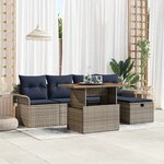 vidaXL Ensemble de canapé de jardin avec coussin 6 Pièces Gris polyrotin