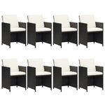 vidaXL Ensemble à dîner de jardin coussins 9 Pièces Résine tressée Noir